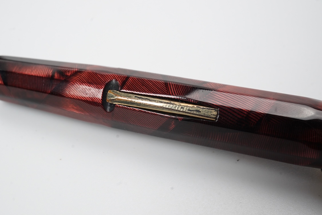 A Wahl Eversharp lever fill 'Doric' fountain pen in garnet colour with gold filled trim